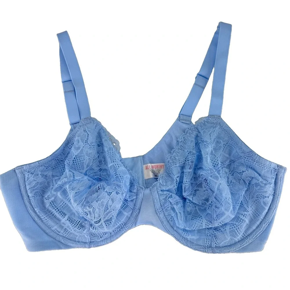 All Worthy Hunter‎ McGrady Lace Unlined Underwire Bra 38D Powder Blue